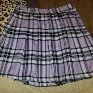 Purple pleated plaid tartan mini skirt